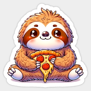 Cute Sloth with a Slice of Pizza Sticker